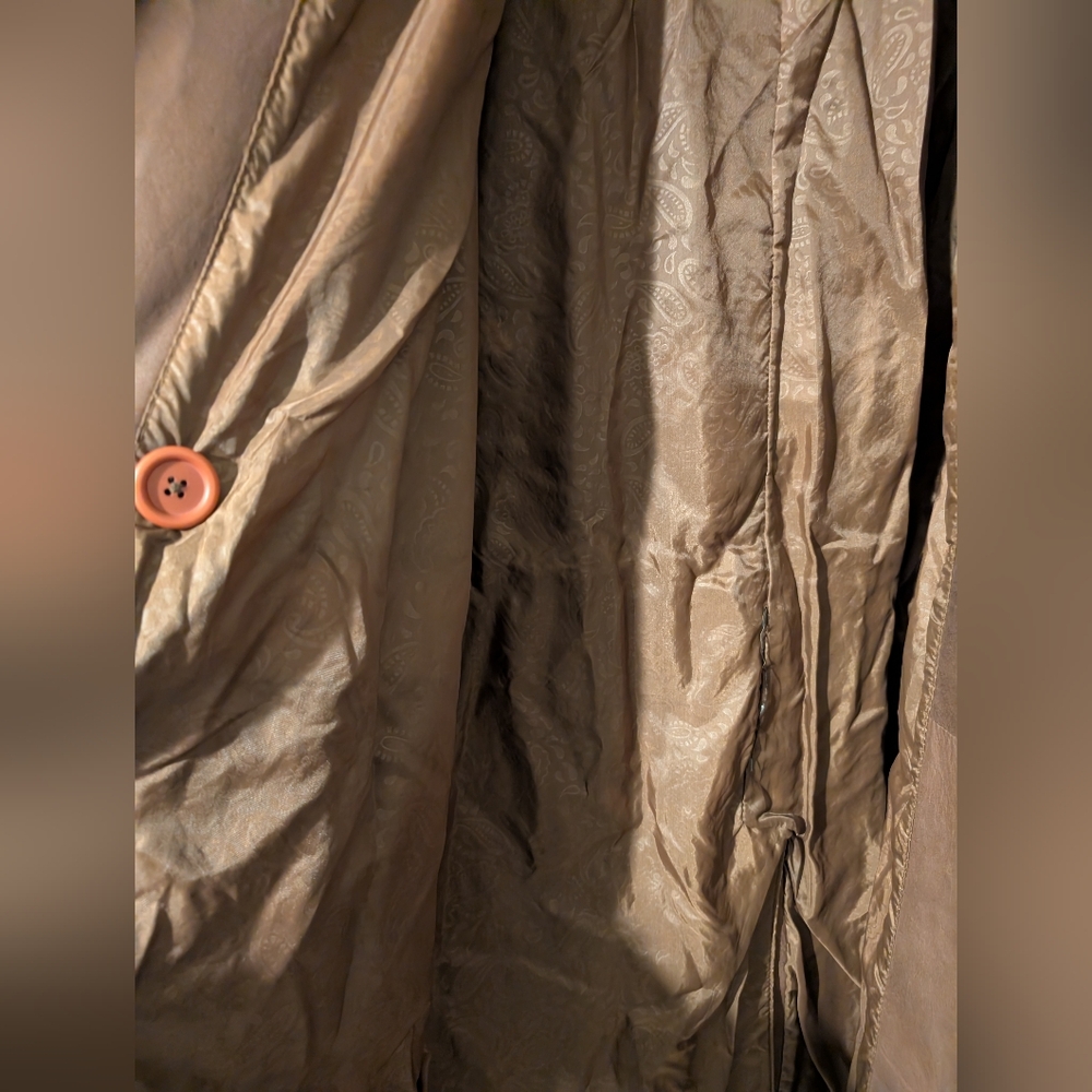 G111 Vintage Brown Leather Trench Coat 80s - Picture 11 of 16